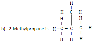 Full structural formula of 2-methylpropane