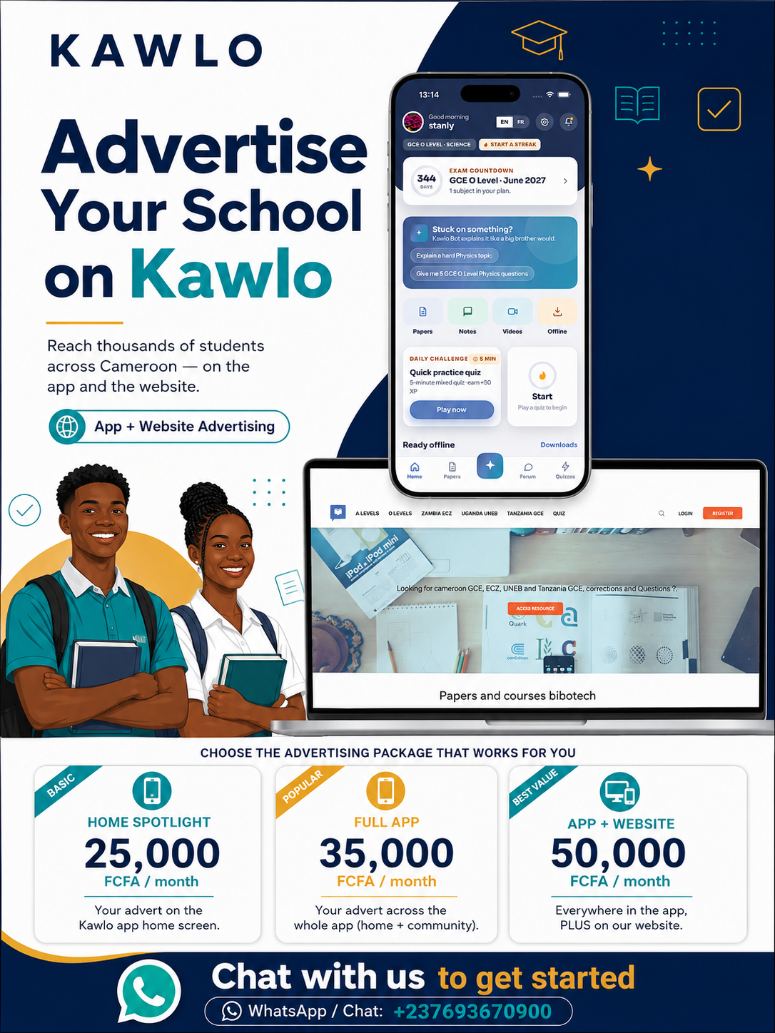 Advertise your school on Kawlo